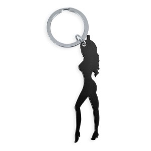 DIABLO PICANTE - PORTACHIAVI CON SILHOUETTE FEMMINILE DI COLORE NERO CON APRIBIRRA